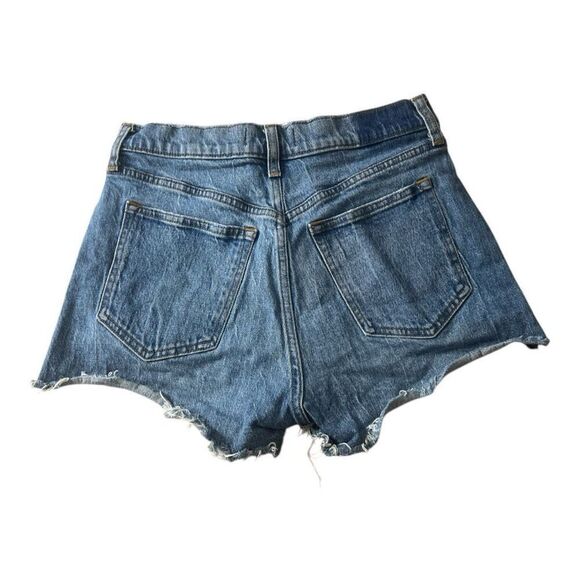 Abercrombie & Fitch The Mom Shorts High Rise Blue Denim Size 27/4 Cotton Slit - Picture 11 of 12